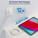iPad iPhone Charger Fast Charging [ Apple Certified ] 2Set 6FT USB to Lightning Cable iPad Cord with 12W Foldable Block i Phone Charging Travel Wall Plug Compatible with i Pad, iPadPro, iPadAir,iPhone