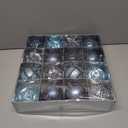 3.15" Blue Silver Christmas Ball Ornaments Set, 16ct Luxury Hand-Painted Shatterproof Large Hanging Bulbs, Bulk for Xmas Tree Wreath Holiday Decoration