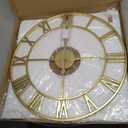 LEIKE Large Modern Wall Clocks,18" Gold Metal,Rustic,Round,Silent Non Ticking,Battery Operated Roman Numerals Clock for Living Room/Bedroom/Kitchen Wall Decor-(Gold, 47cm), 19 Inch