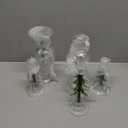 Pinkunn 5 Pcs Christmas Tree Taper Candle Holder 6In 9In Tall Christmas Glass Candlesticks Holders Fit 0.8In Candles Green Xmas Ribbed Candlestick Stand Centerpiece for Table Party Decorations Gifts