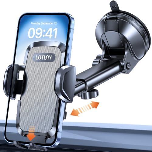 LOTUNY Phone Holders for Your Car, Upgraded Rotatable Base Phone Holder for Car Dashboard Windshield, Universal Cell Phone Holder Automobile Cradle for iPhone Samsung Google and All Smartphones