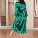 Ekouaer Silk Robes for Women Long Satin Bride Bridesmaid Wedding Party Robes Lightweight Sexy Sleepwear with Pockets (Green)