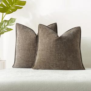 JUSPURBET Pillow Covers 20x20 Set of 2 Decorative Throw Pillow Covers Case for Couch Sofa Bed Soft Chenille Cushion Covers with Hidden Zipper for Home Decor Living Room,Stone