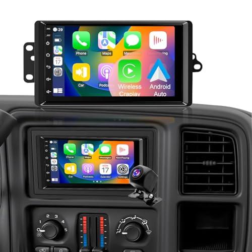 Car Radio for Chevrolet Chevy Silverado 1500/2500/3500 2003 2004 2005 2006, Tahoe 2003-2006, GMC Sierra 1500/2500/3500 2003-2006, Yukon 2004-2006, 7" Touch Screen Stereo, Wireless CarPlay WiFi GPS FM