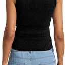 Womens Tank Tops Crewneck Sleeveless Summer Sweaters Vest Casual Basic Tees Ribbed Shirts (Black, S)