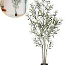 DEIKAL Artificial Olive Tree 6FT Tall Faux Silk Plant for Home Office Decor Indoor Fake Potted Tree with Natural Wood Trunk and Lifelike Fruits