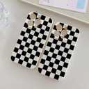 2 x Akeivare for iPhone 13 Pro Case Cute Checkerboard Checkered Pattern Trendy Slim Fit TPU Silicone Aesthetic for Women Girl Shockproof Full Camera Protection Cover - White