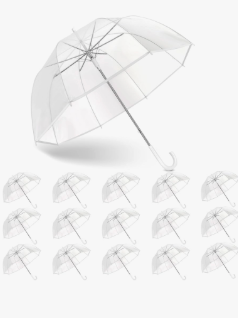 Clear Bubble Umbrella Wedding, High-Visibility Transparent Rain Umbrellas Bulk, Windproof Large Clear Umbrella, Firm and Durable, Dome Umbrellas for Wedding Bride Groom Photography Golf Outdoor, 16 Pack
