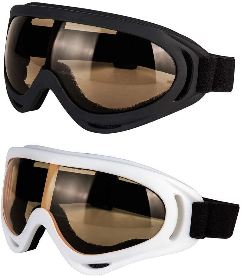 LJDJ Motorcycle Goggles - Glasses Set of 2 - Dirt Bike ATV Motocross Anti-UV Adjustable Riding Offroad Protective Combat Tactical Military Goggles for Men Women Kids Youth Adult