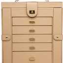 Jewelry Storage Box Jewelry Box Functional Faux Leather Jewelry Organizer Display Storage Case Gift for Girls or Women Large Capacity Storage Box Jewelry Display Stand (Color : Brown) (Beige)