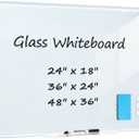 Glass Magnetic Dry Erase Board, 24" x 18" 2'x1.5' Tempered Glass Whiteboard Wall Mounted Small White Board for Home, Office, School