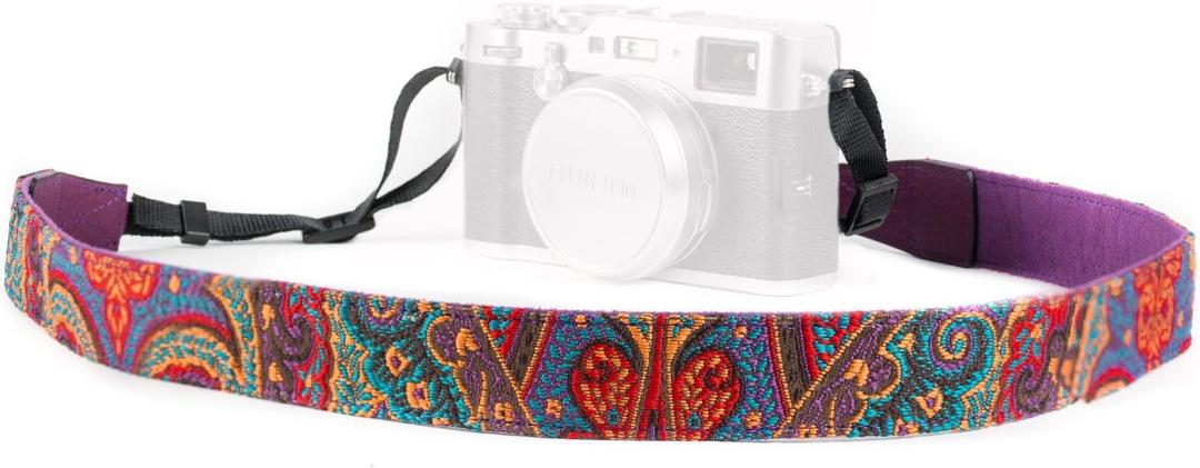 MegaGear Camera Shoulder Neck Strap - Comfortable Padded Non-Slip Universal Design - Compatible with DSLR, SLR Canon, Nikon, Sony, Panasonic, Fujifilm (One Size, Ethnic)