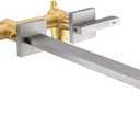 Wall Mount Tub Filler, Brushed Nickel Wall Mounted Bathtub Faucet Brass Extra Long High Flow Bath Tub Faucet Set, BY005TN