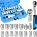 17PCS Pass Through Socket Set, Chrome Vanadium Steel, Versatile Space-Saving Design, Efficiency and Dependability, Enhanced Grip and Accessibility