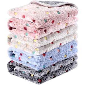 Reginary 4 Pcs Waterproof Guinea Pig Blankets Washable Small Animal Fleece Bedding Absorbent Guinea Pig Cage Liners Reusable Pet Pee Pad Sleep Mat for Hamster Ferret(Colorful Dot,24 x 16 Inch)