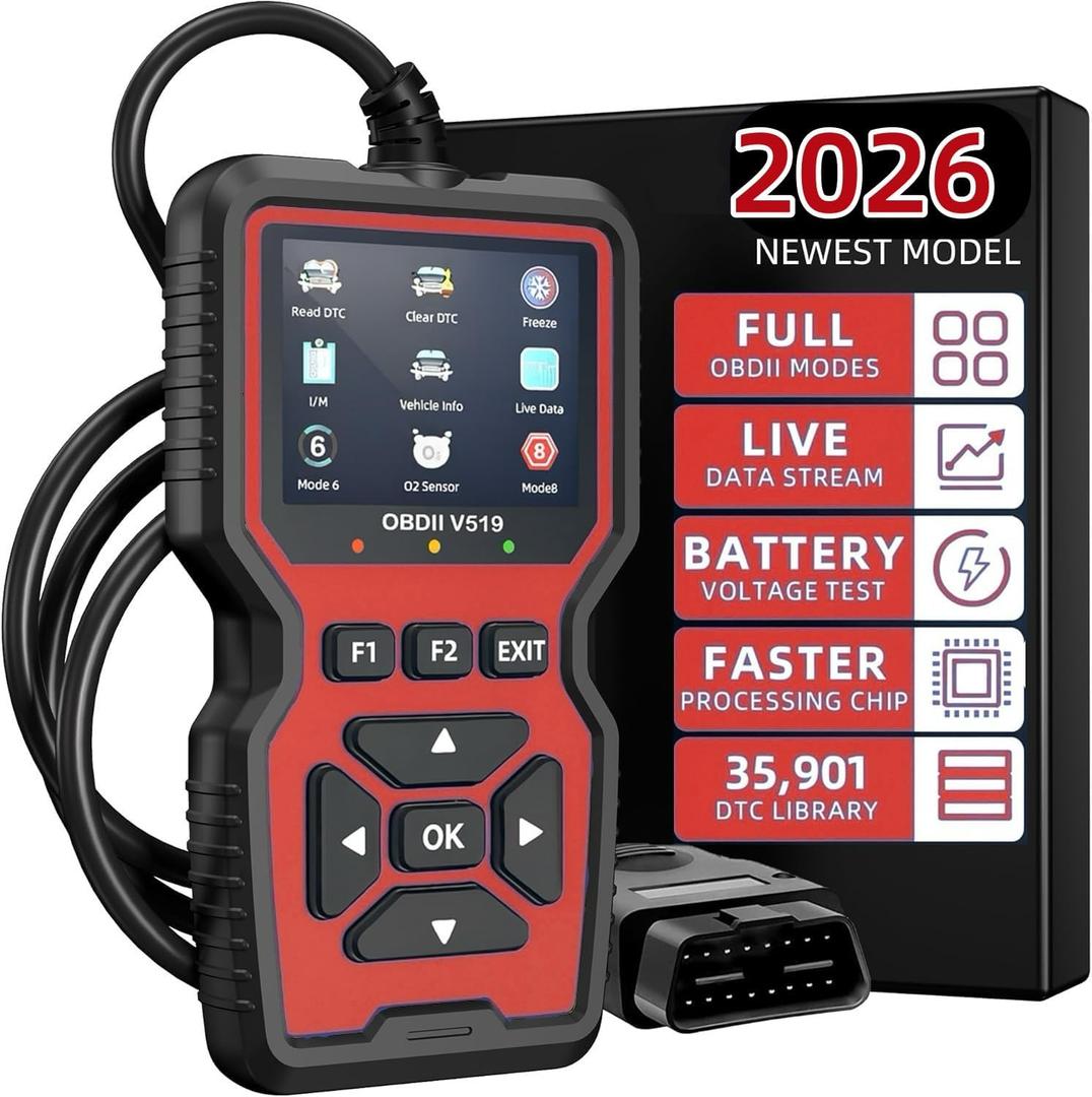 V519 OBD2 Scanner Diagnostic Tool, Car Code Reader with 35,901 Built-in DTC Lookup, Check Engine Light Reader, Live Data, I/M Readiness, Battery Voltage Test, for 1996+ Vehicles