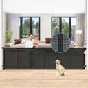 Reinforced 150 Inch Retractable Baby Gates Extra Wide Dog Gate with Support Rods, Upgrade Extra Long Baby Gate for Doorways 12 Ft Extra Large Pet Gate Indoor Outdoor Mesh Dog Gate for The House, Black