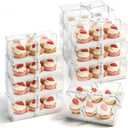 Cedilis 15 Pack Clear Cupcake Boxes, 6 Count Cupcake Containers with Gift Ribbon, Plastic Cupcake Carrier Holder for Treat Dessert Cookies Muffins Pastry Baby Shower Party