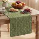 Artoid Mode Olive Green Cross-Star Textured Table Runner, Seasonal Waterproof Rustic Kitchen Dining Table Decoration for Home Party Decor 13x72 Inch