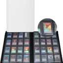 GrinOwl 16 Pocket Top loader Binder, Holds 640 Top Loaders, Large Top loader Card Binder with Sleeves for Cards in 3" x 4" Top loaders (White)