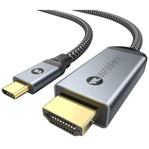 Warrky 4K 60Hz USB C to HDMI Cable 3.3ft [Anti-Interference Gold-Plated Plugs] Aluminum Type-C to HDMI 2.0 Cord, Thunderbolt 3/4/5 Compatible for iPhone 15/16 Series, MacBook, iMac, iPad Pro, Galaxy