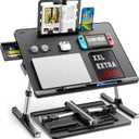Laptop Bed Tray Desk, SAIJI X-Large Adjustable Laptop Table, Foldable Laptop Desk with Storage Drawer and Bookstand for Eating, Working, Writing, Gaming, Drawing (Black)
