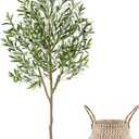 Artificial Olive Tree, 6ft Tall Fake Olive Leaves Plant with Basket, Indoor Outdoor Faux Olive Topiary Silk Tree for Home Livingroom Office Dcor