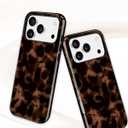 Jusy Compatible with MagSafe Brown Tortoise Shell Print Phone Case for iPhone 17 Pro Max, Amber Trendy Luxury Magnetic Soft TPU and Hard PC Protective Phone Cover for Women Girls - Brown