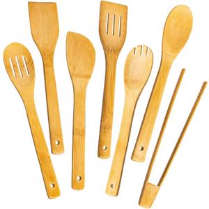 Wooden Spoons for Cooking 7-Piece, Kitchen Nonstick Bamboo Cooking Utensils Set, Healthy Bamboo Wooden Spatula Spoon for Cooking