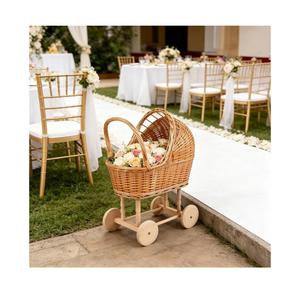 Wicker Baby Carriage Flower Girl Basket for Wedding CeremonyWicker Stroller Flower Girl Basket Baby Things, Rustic Home Decor, Photography Props, Floral Arrangements