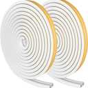 Weather Stripping Seal Strip Tape, Doors Windows Frame Self Adhesive D Type Foam Sealing Tape, 65.6Ft Rubber Soundproof Insulation Cell Foam Stripping, White