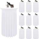 10 Packs Round Cocktail Table Skirt 32"x 43" Spandex Stretch Cocktail Tablecloth with Wavy Drapes, White Spandex Fitted High Top Table Covers for Wedding Bar Party Birthday Banquet Table