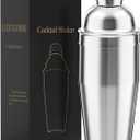 Cocktail Shaker,24 oz Martini Shaker,Drink Shaker Built-in Strainer,Professional Stainless Steel Margarita Mixer,Bartender Kit Gifts. Silver