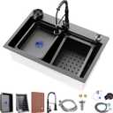 28 x 18 inch Kitchen Sink, Single Bowl Stainless Steel Sink Multifunctional Drop In Sink with Pull-Down Faucet and Multiple Accessories (28 * 18 inch)