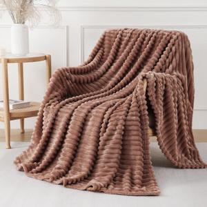Chocolate Throw Blanket for Couch Sofa 50x60 inches Striped Fleece Blankets Room Home Decor Lightweight Plush Soft Cozy Gifts for Women Mom Girls