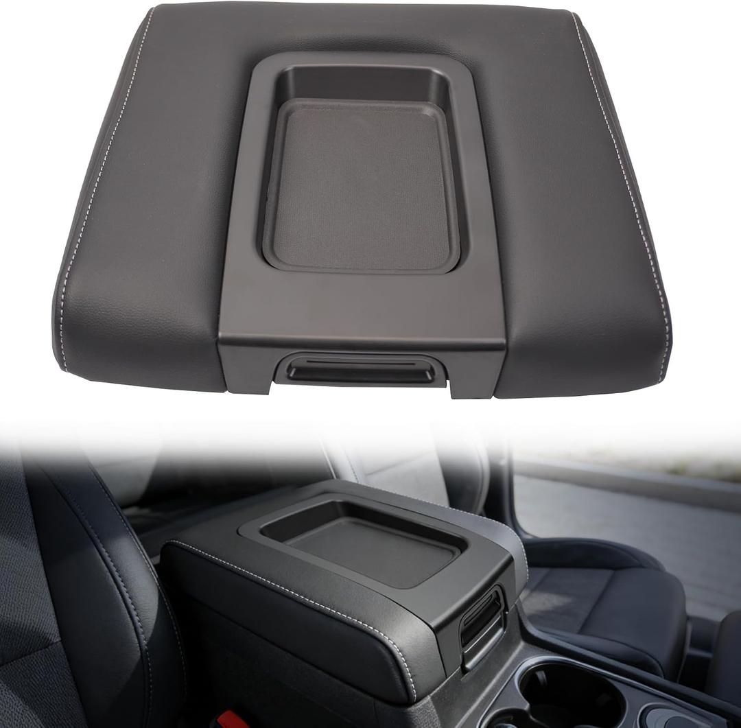 Front Seat Center Console Armrest Lid Cover with Liner Mat Compatible with 2014-2019 Chevy Silverado/GMC Sierra,2015-2020 Suburban/Tahoe/Yukon,2015-2019 Cadillac Escalade Replaces OE 22881398,22876379