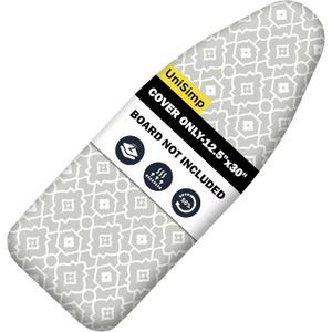UniSimp Small Ironing Board Cover and Pad 12.5"x30" Small Iron Board Cover with Padding, Tabletop Mini Ironing Board Cover and Pad Small Size, Cotton Canvas,Heat Resistant, Drawstring Geometric