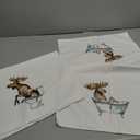 FSTCSV Funny Moose Decor Hand Towels Set of 2, Moose Gifts for Kids Women Hand Towel, Winter Cabin Forest Animal Decorative Towels for Bathroom, Funny MooseLovers Kids Bathroom Decor, 16x24in