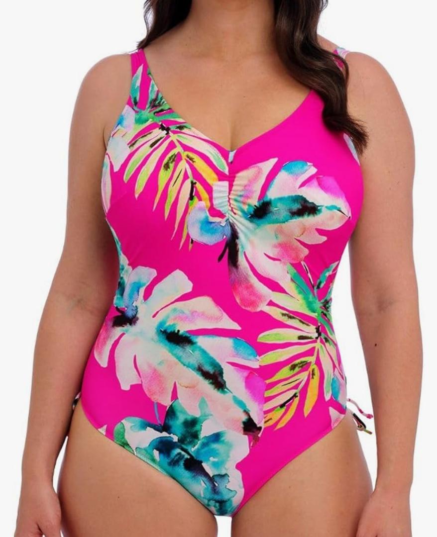 Fantasie Swim Women's Standard Carabelita Underwire VNeck Swimsuit with Adjustable Leg, Peony Size 34D