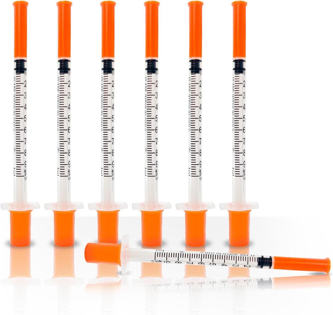 Syringes with Needle, 1ml 30G 5/ 16 Inch 8mm Disposable Syringe, U-100 Lab Tools, Individual Wrapped, Pack of 30