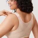 DELIMIRA Women's Front Closure Bras Posture Full Coverage Plus Size Underwire Unlined Back Support Plunge Seamless Bra B-H (Beige, XL)