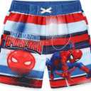 Marvel Avengers Boys UPF 50+ Swim Trunks Bathing Suit for Toddler and Big Kids (Red/Blue) 5T