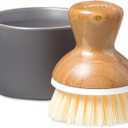 Full Circle Bubble Up Bamboo Dish Brush & Ceramic Soap Dispenser  Family Safe, Formaldehyde-Free  Kitchen Scrub Brush for Dishes, Nonstick & Cast Iron, Gray