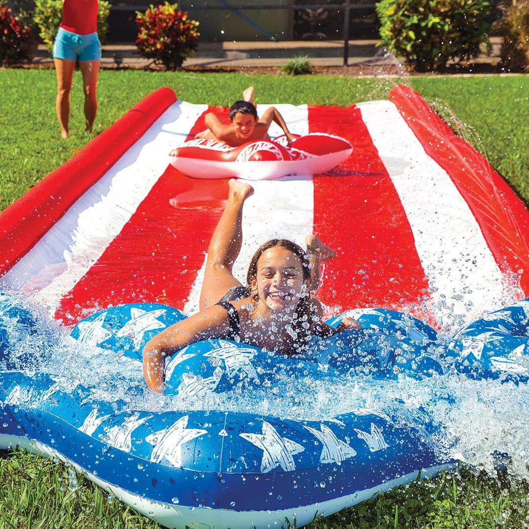 WOW Sports Americana Stars & Stripes (Sleds Only), Backyard Slip and Slide with Sprinkler for Kids, Tear Resistant Slip n Slide Sled