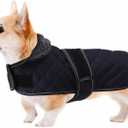 Geyecete Corgi Sweater for Dogs Warm Thermal Quilted Corgi Coat,Dog Winter Coat with Warm Fleece Lining,Outdoor Corgi Clothes Dog Apparel Navy-L