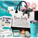 Boss Day Gifts for Her Women, Best Boss Lady Gifts for Women Cool Bosses Christmas Gift Basket for Female, Funny Thank You Bosses Lady Appreciation Birthday Farewell Gift Set with Canvas Tote Bag