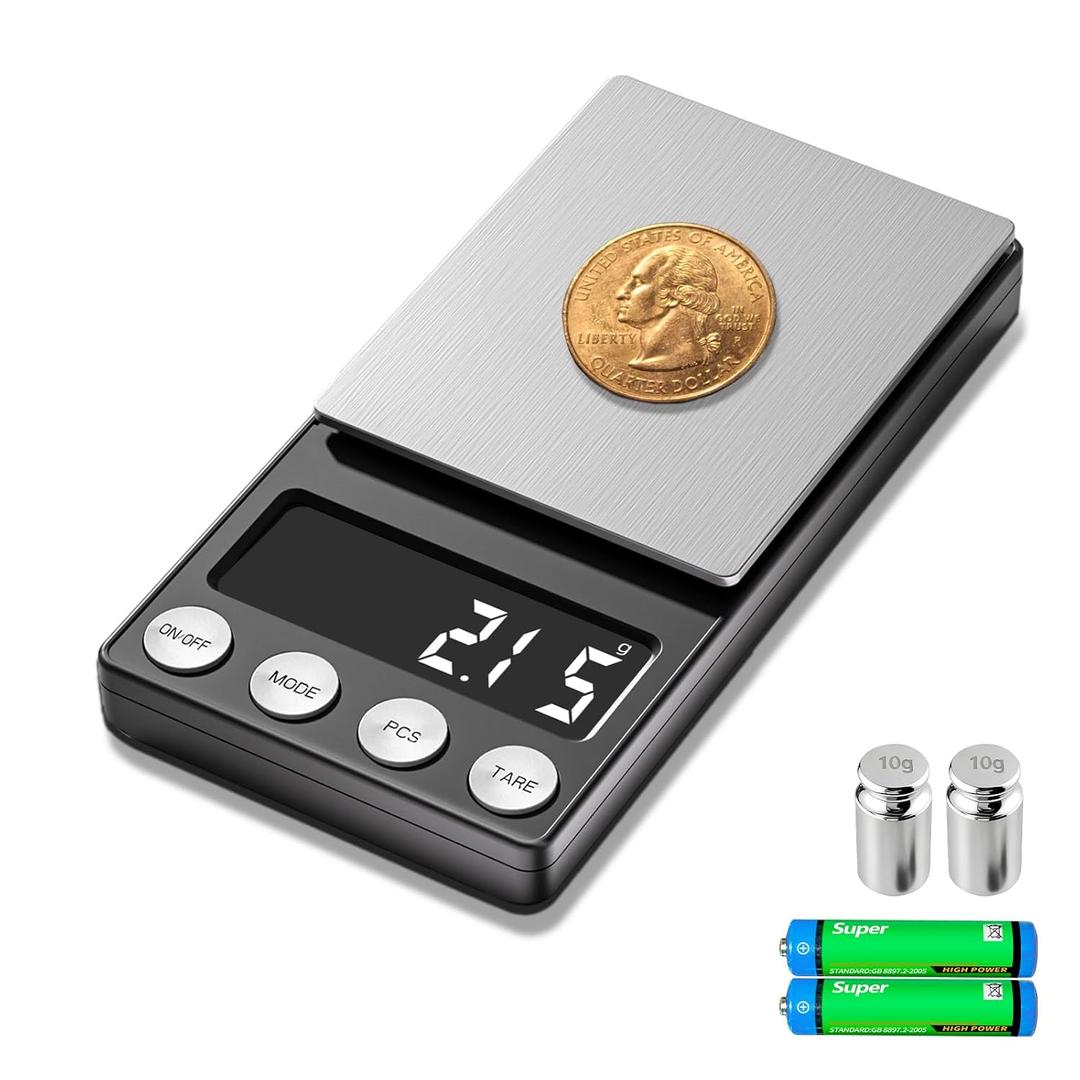 SKEAP Digital Coin Scale, Gram Scale 0.01g Accuracy for Coin Collectors, Bank Tellers and Home Use, Ideal Scale for Gold and Jewelry, 200g Capacity with Calibration Weight