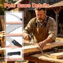 AgiiMan 30FT Reach Pole Saws for Tree Trimming, Pole Saws with 5-24FT Telescoping Extension Pole Pruning Pole Saw with 24" Blade Manual Pole Saw for Tree Pruning Forestry Yard Garden, and Patio