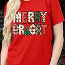 Merry Christmas Shirts for Women Funny Snowflake Graphic Print Holiday T Shirt Winter Casual Short Sleeve Xmas Tee Tops (Red, S)
