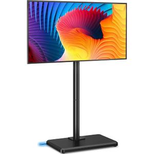 AX WABER Floor TV Stand with Mount for 26-55 inch TVs up to 77 lbs, Height Adjustable Swivel Tilt TV Stand with Wood Base, Saving Space Design for Bedroom, Living Room and Corner, Black